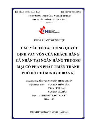 Các yếu tố tác động quyết định vay vốn của khách hàng cá nhân tại ngân hàng thương mại cổ phần phát triển thành phố hồ chí minh hdbank