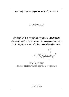 Các đảng bộ trường công an nhân dân ở thành phố hồ chí minh lãnh đạo công tác xây dựng đảng từ năm 2003 đến năm 2020