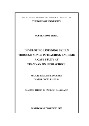 Luận văn developing listening skills through songs in teaching english a case study at tran van on high school