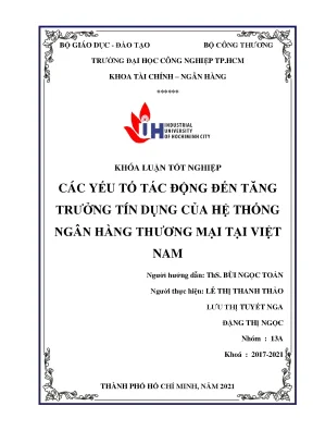 Các yếu tố tác động đến tăng trưởng tín dụng của hệ thống ngân hàng thương mại tại việt nam