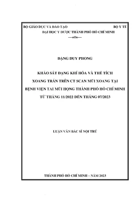 Khảo sát dạng khí hóa và thể tích xoang trán trên ct scan mũi xoang tại bệnh viện tai mũi họng thành phố hồ chí minh từ tháng 11