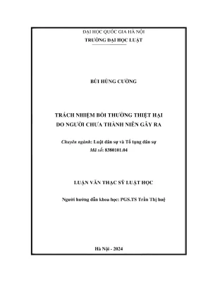 Luận văn trách nhiệm bồi thường thiệt hại do người chưa thành niên gây ra