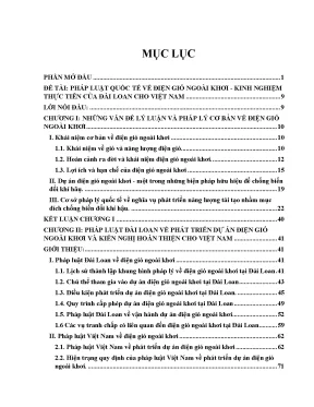 Pháp luật quốc tế về điện gió ngoài khơi kinh nghiệm thực tiễn của đài loan cho việt nam