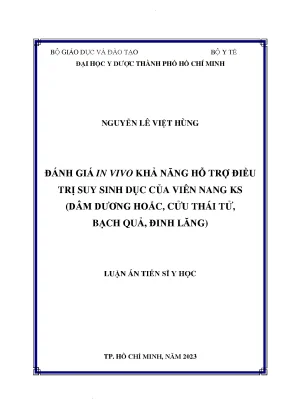 Đánh giá in vivo khả năng hỗ trợ điều trị suy sinh dục của viên nang ks dâm dương hoắc cửu thái tử bạch quả đinh lăng