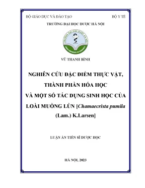 Nghiên cứu đặc điểm thực vật thành phần hoá học và một số tác dụng sinh học của loài muồng lùn chamaecrista pumila lam k larsen