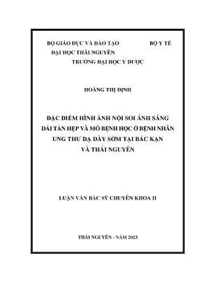 Đặc điểm hình ảnh nội soi ánh sáng dải tần hẹp và mô bệnh học ở bệnh nhân ung thư dạ dày sớm tại bắc kạn và thái nguyên