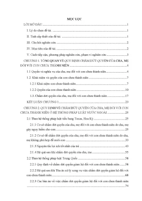 Chấm dứt quyền của cha mẹ đối với con chưa thành niên luật quốc tế pháp luật các quốc gia và kinh nghiệm cho việt nam