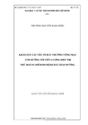 Khảo sát các yếu tố bất thường võng mạc ảnh hưởng tới tiên lượng điều trị phù hoàng điểm do bệnh đái tháo đường