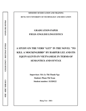 A study on the verb get in the novel to kill a mockingbird with referrence english and vietnamese