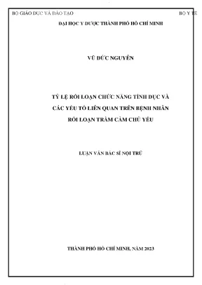 Tỷ lệ rối loạn chức năng tình dục và các yếu tố liên quan trên bệnh nhân rối loạn trầm cảm chủ yếu