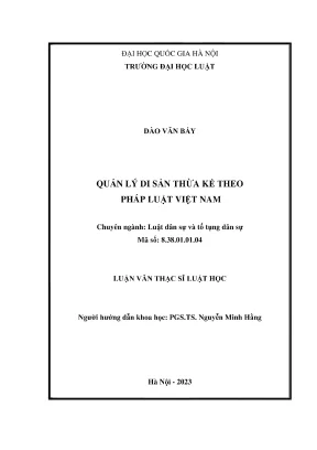 Luận văn quản lý di sản thừa kế theo pháp luật việt nam