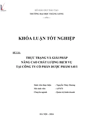 Thực trạng giải pháp nâng cao chất lượng dịch vụ tại công ty cổ phần dược phẩm savi