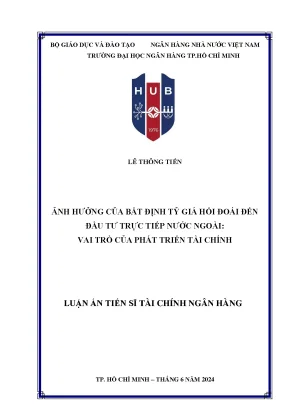 Tóm tắt ảnh hưởng của bất định tỷ giá hối đoái đến đầu tư trực tiếp nước ngoài vai trò của phát triển tài chính
