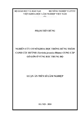 Nghiên cứu cơ sở khoa học trồng rừng thâm canh cây huỷnh tarrietia javanica blume cung cấp gỗ lớn ở vùng bắc trung bộ