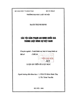 Luận án tiến sĩ luật học các tội xâm phạm an ninh quốc gia trong luật hình sự việt nam