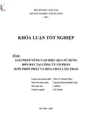 Giải pháp nâng cao hiệu quả sử dụng đòn bẩy tại công ty cổ phần supe phốt phát và hóa chất lâm thao