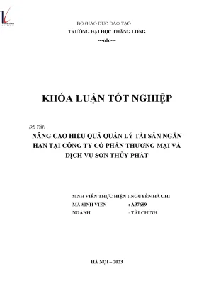 Nâng cao hiệu quả quản lý tài sản ngắn hạn tại công ty cổ phần thương mại và dịch vụ sơn thủy phát