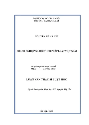 Luận văn doanh nghiệp xã hội theo pháp luật việt nam