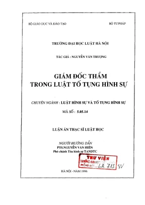 Luận văn thạc sĩ luật học giám đốc thẩm trong luật tố tụng hình sự