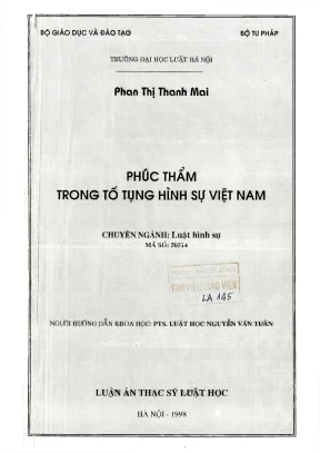 Luận án thạc sĩ luật học phúc thẩm trong tố tụng hình sự việt nam