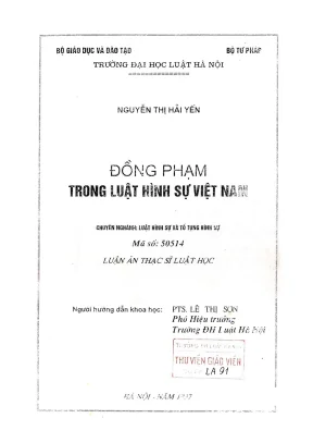 Luận văn thạc sĩ luật học đồng phạm trong luật hình sự việt nam