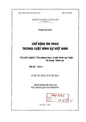 Luận văn thạc sĩ luật học chế định án treo trong luật hình sự việt nam