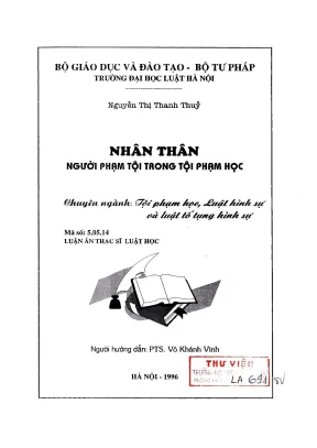 Luận văn thạc sĩ luật học nhân thân người phạm tội trong tội phạm học