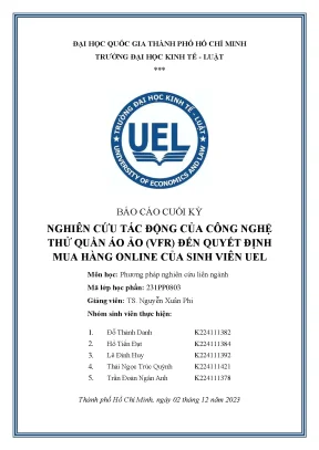 Nghiên cứu tác động của công nghệ thử quần áo ảo vfr đến quyết định mua hàng online của sinh viên uel
