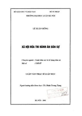 Luận văn thạc sĩ luật học xã hội hoá thi hành án dân sự