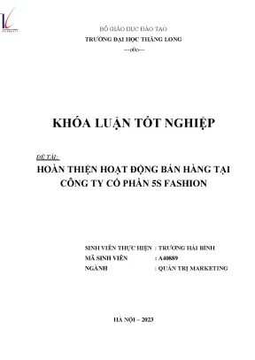 Hoàn thiện hoạt đông bán hàng tại công ty cổ phần 5s fashion