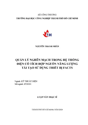 Quản lý nghẽn mạch trong hệ thống điện có tích hợp nguồn năng lượng tái tạo sử dụng thiết bị facts