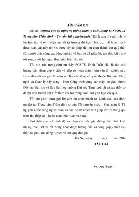 Luận văn thạc sĩ quản lý xây dựng nghiên cứu áp dụng hệ thống quản lý chất lượng iso 9001 tại trung tâm thẩm định tư vấn tài nguyên nước