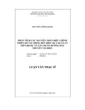Phân tích các nguyên nhân điều chỉnh thiết kế tác động đến hiệu quả quản lý tiến độ dự án xây dựng đường dây truyền tải điện