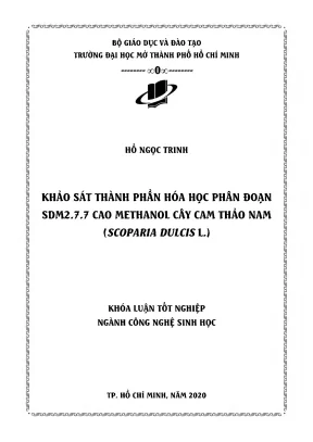 Khảo sát thành phần hóa học phân đoạn sdm2 7 7 cao methanol cây cam thảo nam scoparia dulcis l
