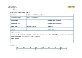 Btec level 5 hnd diploma in business unit 19 research project