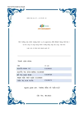 Ảnh hưởng của chất lượng dịch vụ e logistics đến khách hàng thế hệ z sự hài lòng và lòng trung thành ở đồng bằng sông cửu long việt