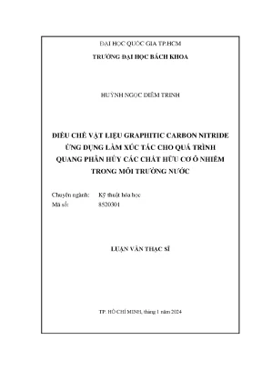 Điều chế vật liệu graphitic carbon nitride ứng dụng làm xúc tác cho quá trình quang phân hủy các chất hữu cơ ô nhiễm trong môi trường nước
