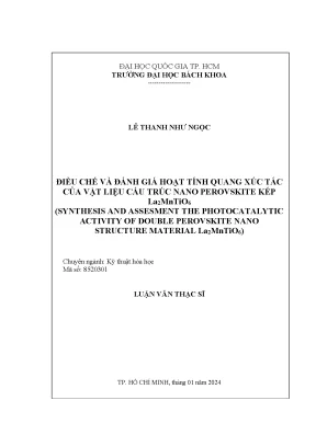 Điều chế và đánh giá hoạt tính quang xúc tác của vật liệu cấu trúc nano perovskite kép la2mntio6