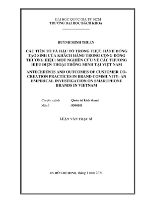 Các tiền tố và hậu tố trong thực hành đồng tạo sinh của khách hàng trong cộng đồng thương hiệu một nghiên cứu về các thương hiệu điện thoại thông minh tại việt nam