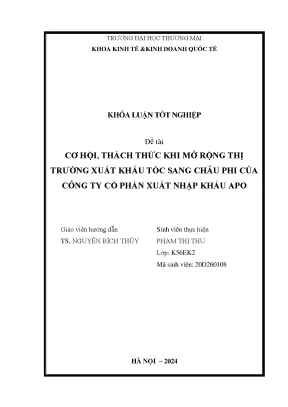 Cơ hội thách thức khi mở rộng thị trường xuất khẩu tóc sang châu phi của công ty cổ phần xuất nhập khẩu apo