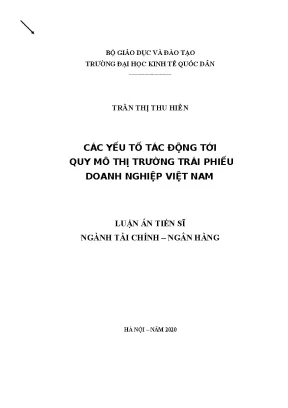 Các yếu tố tác động tới quy mô thị trường trái phiếu doanh nghiệp việt nam