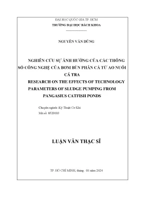 Nghiên cứu sự ảnh hưởng của các thông số công nghệ của bơm bùn phân cá từ ao nuôi cá tra