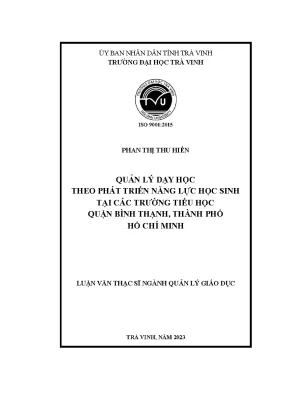 Quản lý dạy học theo phát triển năng lực học sinh tại các trường tiểu học quận bình thạnh thành phố hồ chí minh