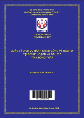 Quản lý dịch vụ hành chính công về đầu tư tại sở kế hoạch và đầu tư tỉnh đồng tháp