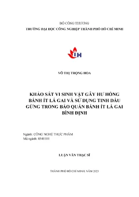 Khảo sát vi sinh vật gây hư hỏng bánh ít lá gai và sử dụng tinh dầu gừng trong bảo quản bánh ít lá gai bình định