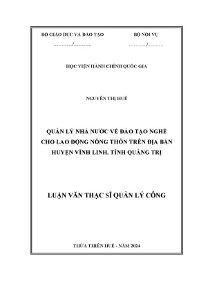 Quản lý nhà nƣớc về đào tạo nghề cho lao động nông thôn trên địa bàn huyện vĩnh linh tỉnh quảng trị