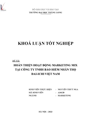Hoàn thiện hoạt động marketing mix tại công ty tnhh bảo hiểm nhân thọ dai ichi việt nam