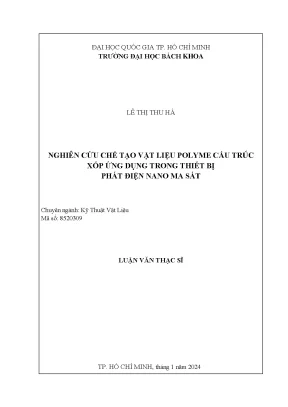 Nghiên cứu chế tạo vật liệu polyme cấu trúc xốp ứng dụng trong thiết bị phát điện nano ma sát