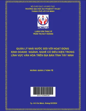 Quản lý nhà nước đối với hoạt động kinh doanh ngành nghề có điều kiện trong lĩnh vực văn hóa trên địa bàn tỉnh tây ninh
