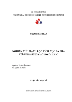 Nghiên cứu mạch lọc tích cực ba pha với ứng dụng photovoltaic
